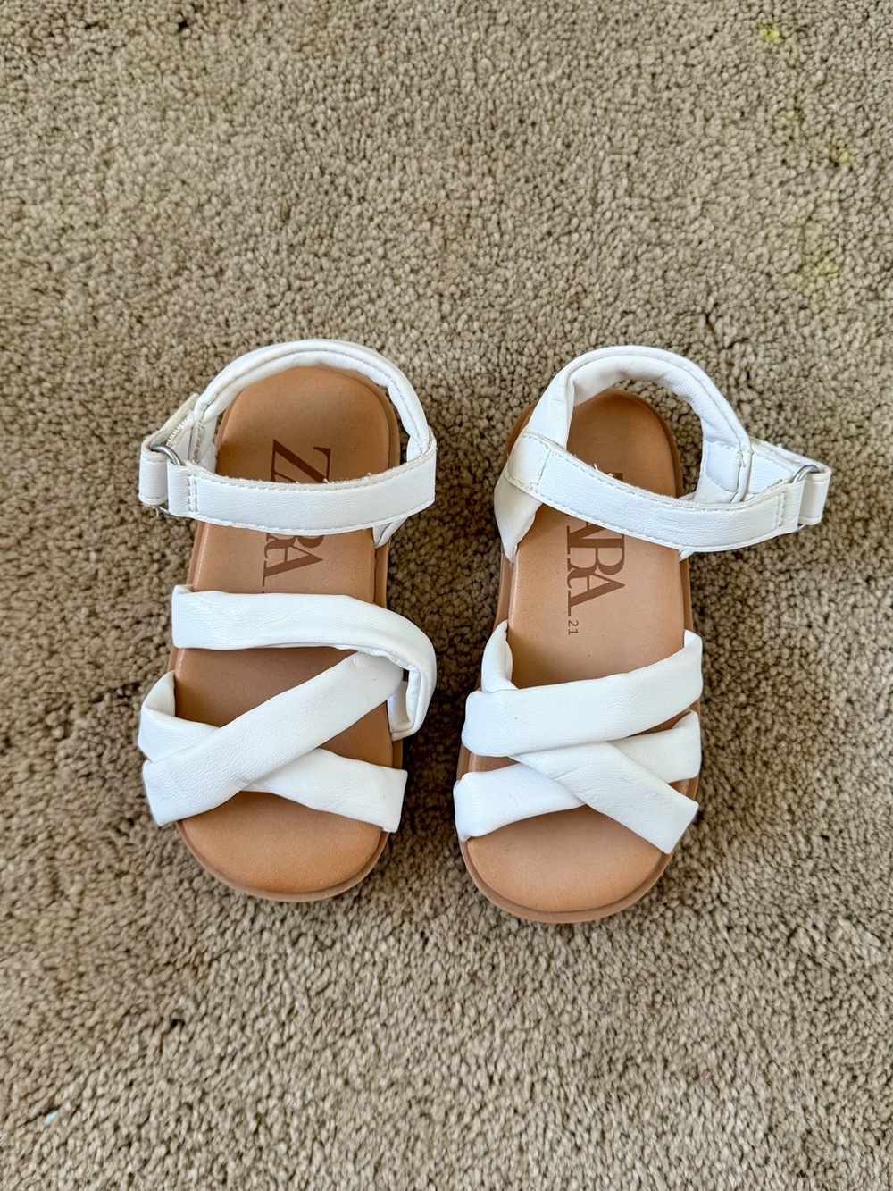 Zara Kids White Cross-Strap Sandals